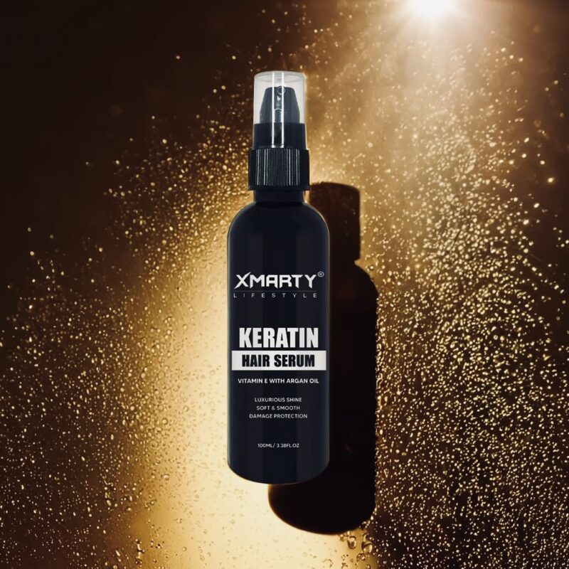 Keratin Hair Serum Vitamin E With Argan Oil Luxurious Shine Soft And Smooth Damage Protection for Frizz Control & Strength - 100ml | Xmarty Serum - Image 4