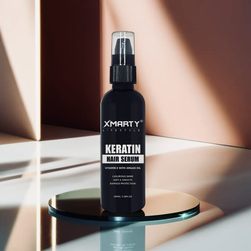 Keratin Hair Serum Vitamin E With Argan Oil Luxurious Shine Soft And Smooth Damage Protection for Frizz Control & Strength - 100ml | Xmarty Serum - Image 5