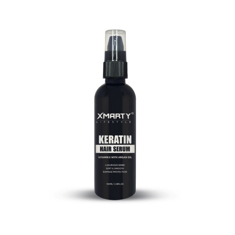 Keratin Hair Serum Vitamin E With Argan Oil Luxurious Shine Soft And Smooth Damage Protection for Frizz Control & Strength - 100ml | Xmarty Serum